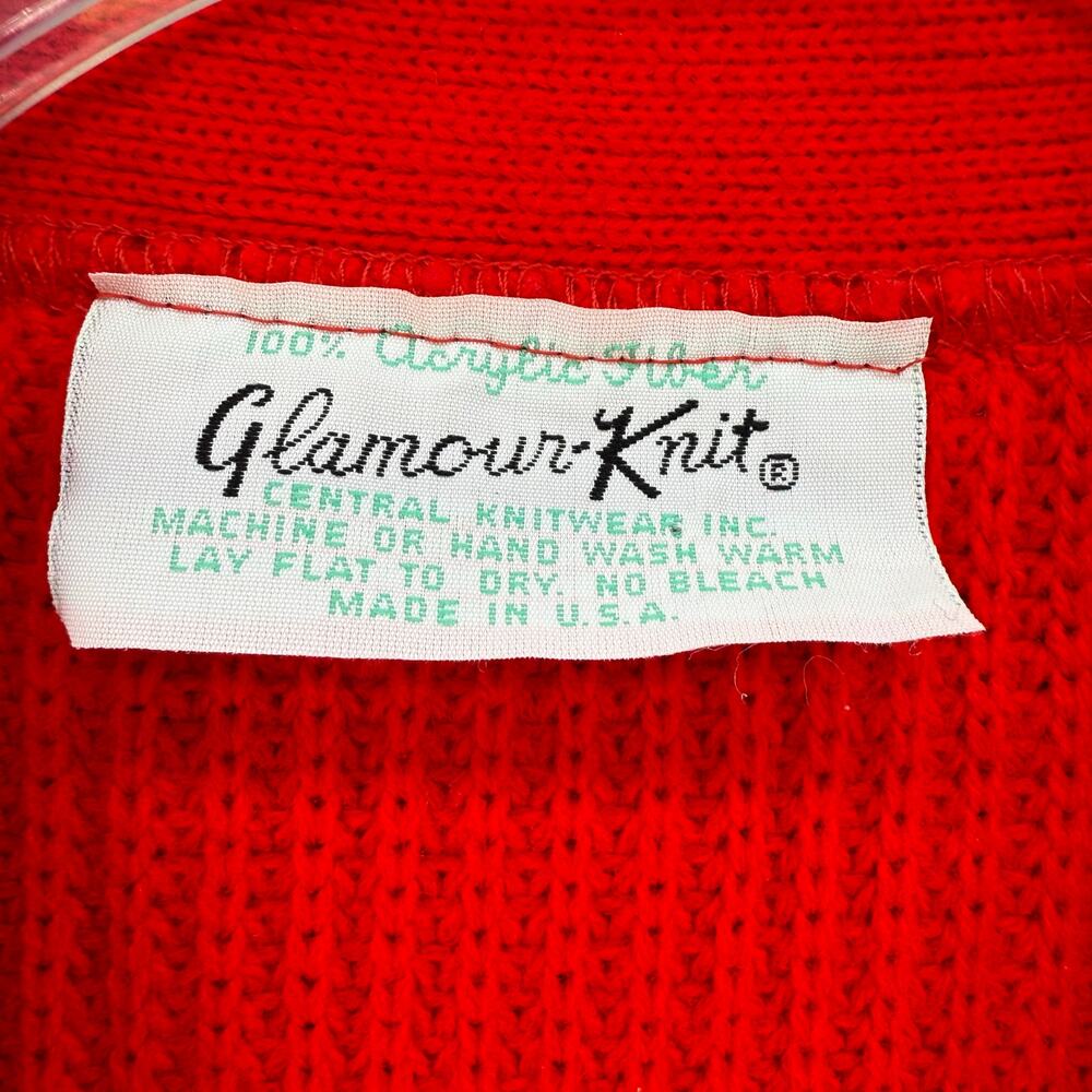 Glamour Knit Sweater Vest Women's L Red Cardigan Style Ribbed Made in the US VTG - Picture 5 of 6